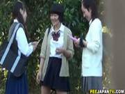 Asian Teens Piss In Park