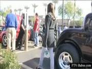 Attractive Teen Cutie Dares To Get Topless In Public