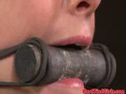 Brunette Sub Tied Getting Nipples Clamped