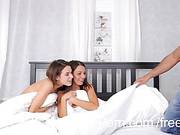 Sweet Girls Were Making Love When Their Friend Showed Up And Decided To Join Them