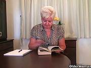 British Granny Likes To Put On Red Lingerie And Start Doing Naughty Things In Her Living Room