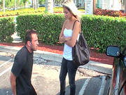 Outdoor Femdom With Her Obedient Guy