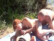 Threesome Sex At The Beach