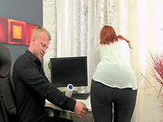 Young Redhead Devours Tasty Dick At Work