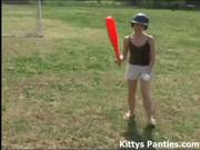 Innocent 18yo Teen Playing Baseball Outdoors
