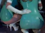 Two Latex Nurses In Uniform Have A Hot Th 