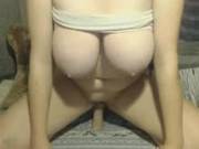 Nerdy Monster Boobed Slut Riding A Toy