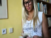 Nerdy Blonde Rides On Cock With Her Asshole In The Library