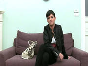 Brunette Girl Masturbating On Old Couch