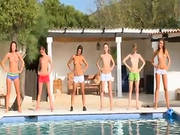 Six Naked Chicks By The Pool From Russia