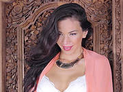 Glamorous Brunette Removes White Lingerie To Show Her Tits And Pussy