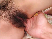 Blind Folded Asicn Chick Gets Her Hairy Muff Finger Fucked