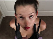 Satin Dress And Gloves On Girl Taking A Facial
