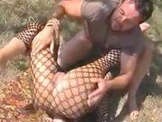 Fishnet Bodysuit Outdoor Fuck