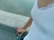Gal Stayed In Stockings While Riding Rod In Public