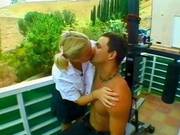 Anika On The Outside Balcony Sucking On A Dick