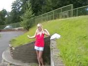 Chubby Lena Strips And Fingers Her Juicy Snatch In The Park