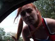 Sexy Cheerleader Bangs Hard In The Car