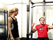 Sporty Blond Sex Doll Blows Staff Penis Of Her Brutal Trainer In Gym
