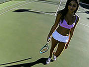 Slender Rave Haired Bim In Bikini Pleased One Freak With Stout Deep Throat
