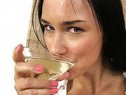 Torrid Brunette Teen With Long Legs Drinks Her Warm Piss Passionately