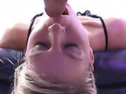 Dumpy Light Haired Whore Gets Her Mouth Fucked By Bunch Of Staff Dicks