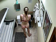 Fair Haired Shy Filth Enjoys Nice Tan In Solarium Without Lingerie