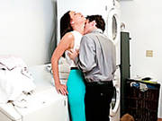 Hungry Hubby Eats Wet Pussy Of His Hot Brunette Cutie In Bathroom