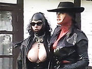 Kinky Latex Mistresses Examine Pussy Of One Plum Chick Outdoor