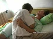 Short Hair And Son On Bed