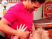 Blond Haired Hungry Mommy With Big Boobs Blows Staff Sausage With Passion