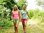 Two Best Girlfriends Get Horny And Start To Cuddle Each Other Outdoor