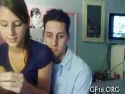 Cutie Fondles Large Dick