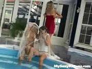 Licking Masturbating Lesbians At Swimming Pool 
200