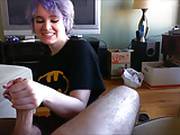 Blue Haired Cutie Handjob