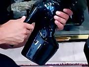 Brunette Gives Drooling Blowjob In Boots And Latex