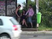 Crazy Threesome At A Bus Stop Part 1