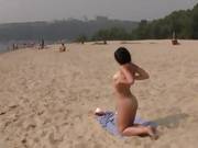Beautiful Teen Plays At The Beach Nude