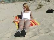 Pussy Flashing On The Beach