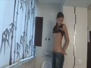 Super Skinny Cheerleader On The Toilet
