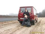 Brunette Babe Fucked On The Side Of A Main Road