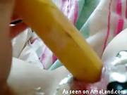 Horny Chick Masturbating With A Banana