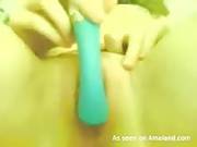 Pleasuring Her Shaved Pussy With Her Vibrator