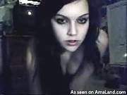 Pretty Emo Brunette Stripteasing On Webcam