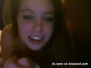 Pretty Brunette Gets Facialed On Webcam