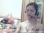 Asian Babe Strips For Her Bf On The Webcam