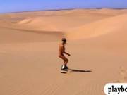 Huge Boobs Badass Girls Enjoyed Sand Boarding Naked