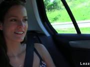 Lesbian Girlfriends Licking In The Car