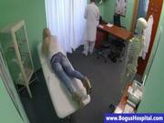 Doctor Rubs His Blonde Patient Small Tits