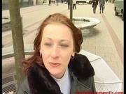 Passionate Milf With Red Hair Is Giving A Blowjob To Her Husband, In The Living Room
